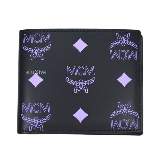 MCM - Black Leather Monogram Logo Bifold Wallet
