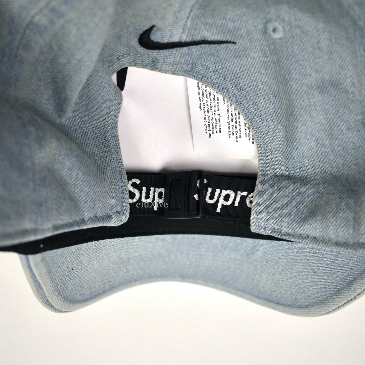 Supreme Washed Chambray S Logo 6 Panel Hat Cap Black SS18 New