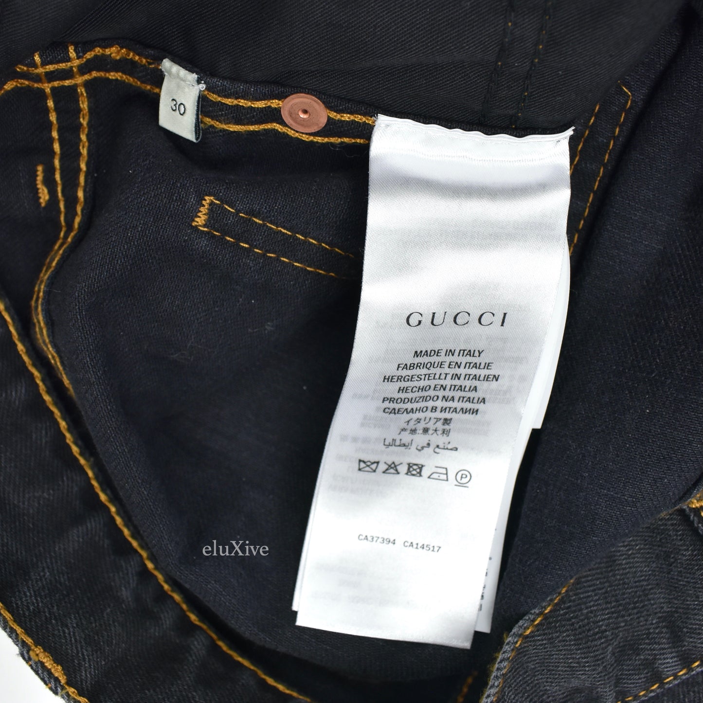 Gucci - Black Logo Embroidered Denim Jeans