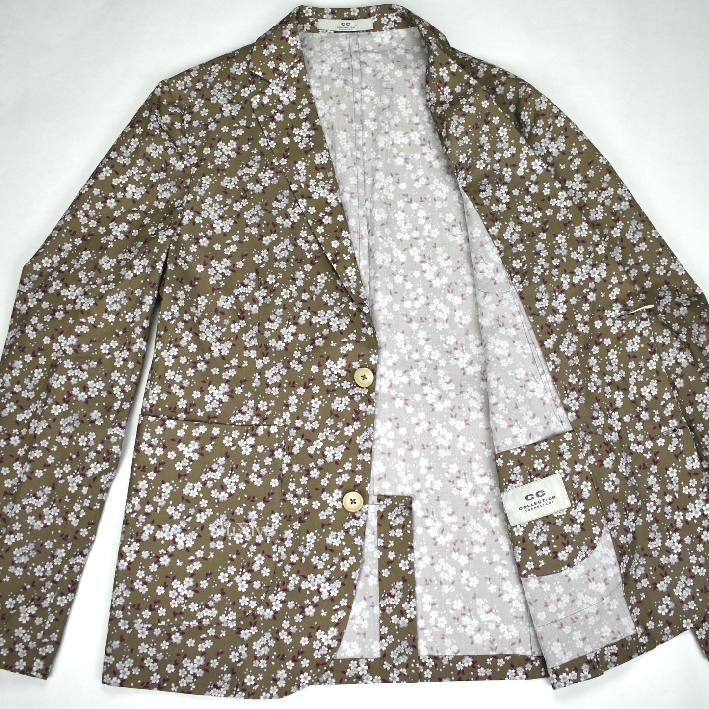 Corneliani - Tan Floral Print Cotton Lightweight Blazer