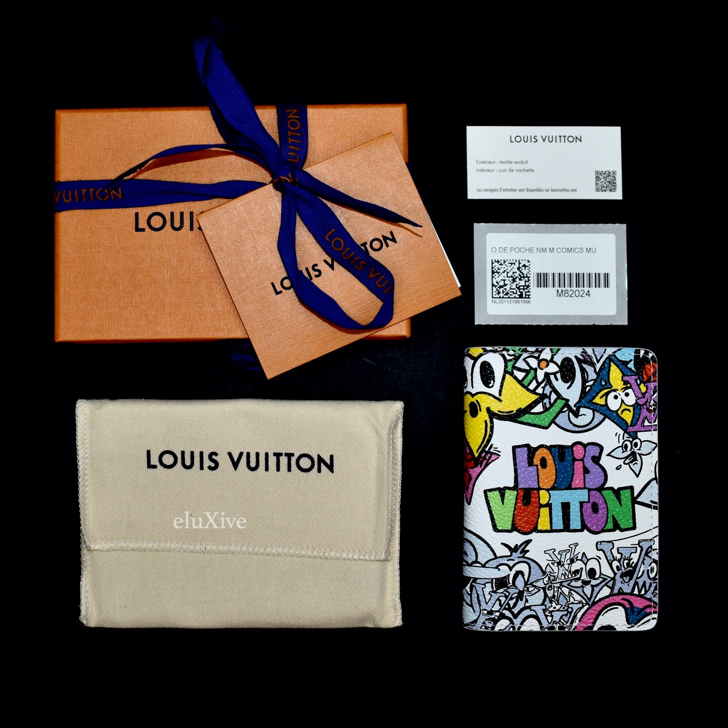 Louis Vuitton Pocket Organizer White Monogram embossed Cartoon Friend  M80163 New