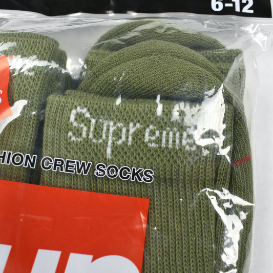 Supreme - Olive Logo Knit Crew Socks