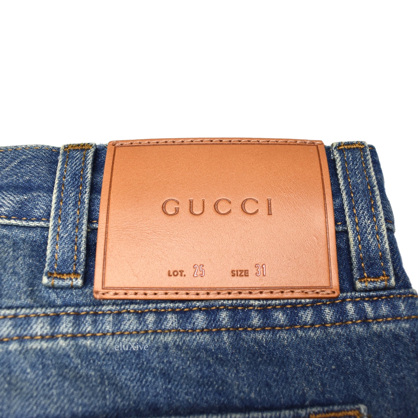 Gucci - Web Stripe Logo Jeans (Faded Blue)