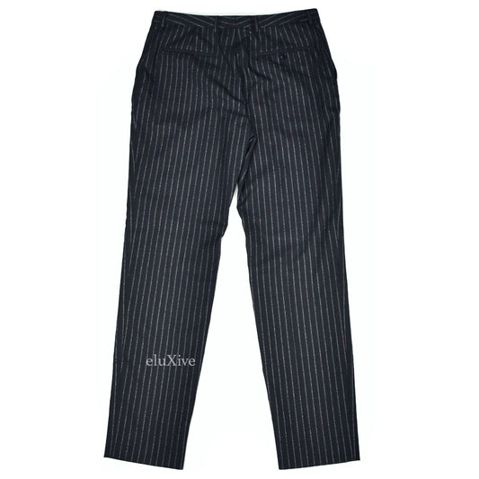 Saint Laurent - Black Metallic Stripe Wool / Silk Pants