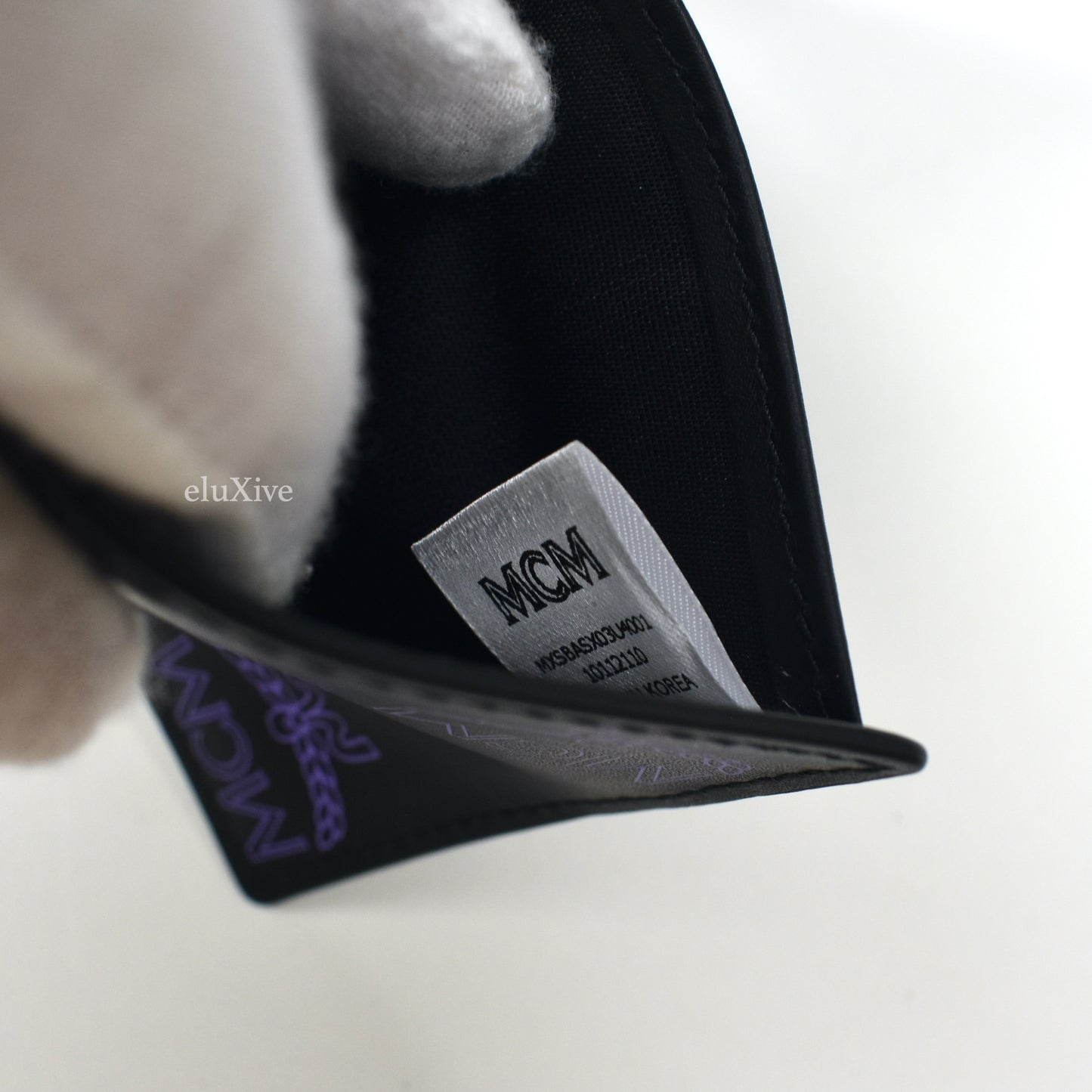 MCM - Black Leather Monogram Logo Bifold Wallet