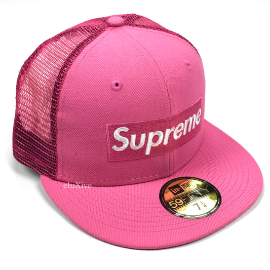 Supreme x New Era - Pink Box Logo Mesh Back Hat