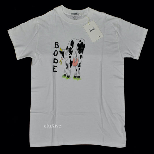 Bode - Hand Illustrated Cow Logo T-Shirt (White)