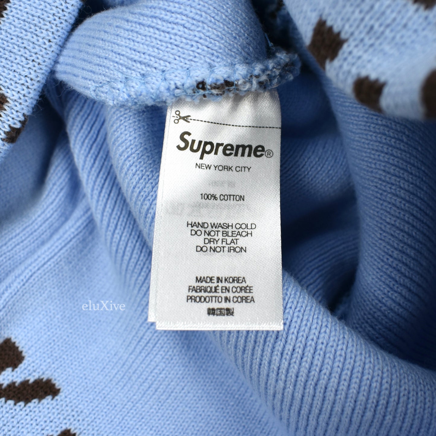 Supreme - Fat Tip 'LV' Logo Jacquard Beanie (Blue)