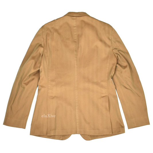 Boglioli - Tan Herringbone Woven K Travel Unlined Sport Coat
