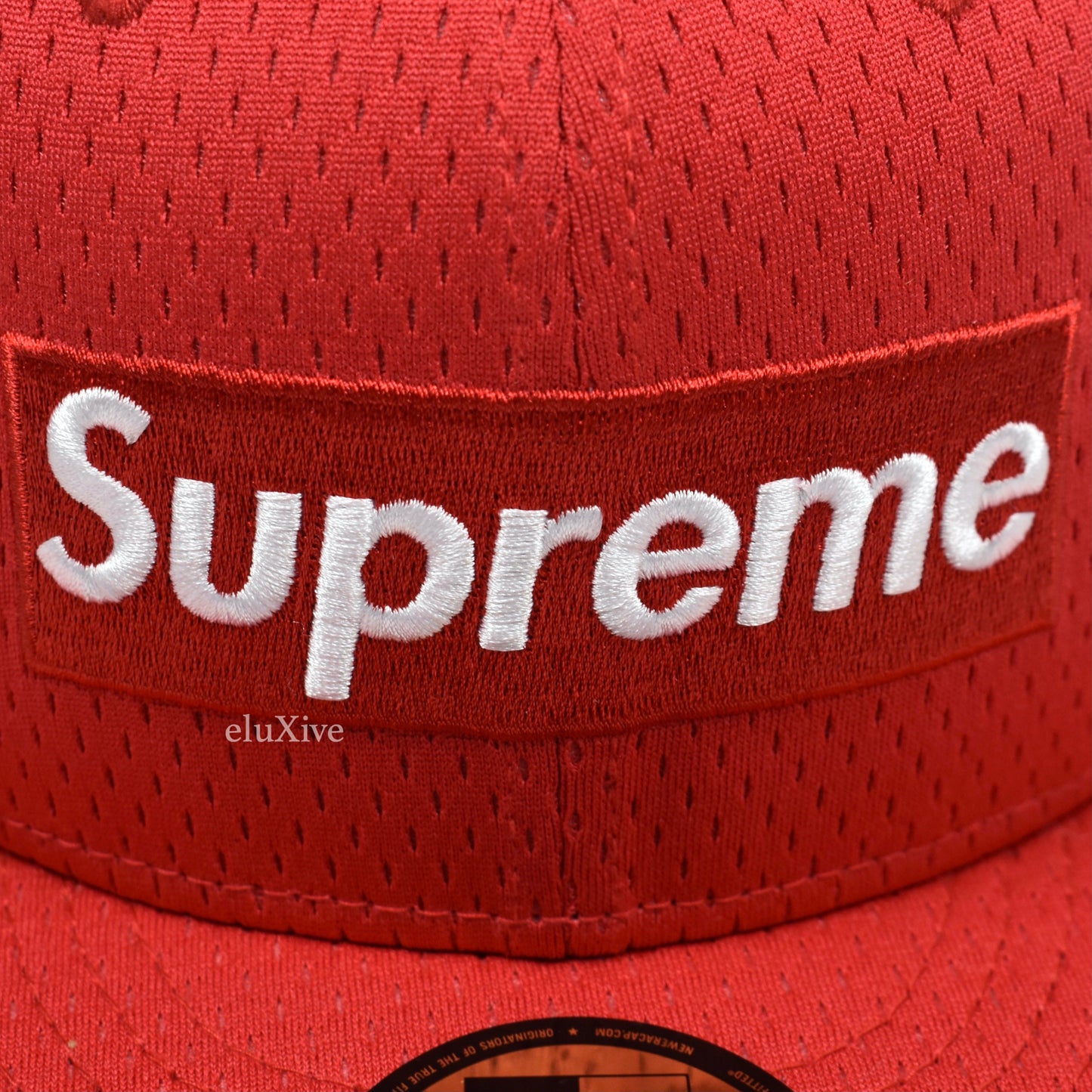 Supreme x New Era - Red Mesh Box Logo Fitted Hat (SS18)