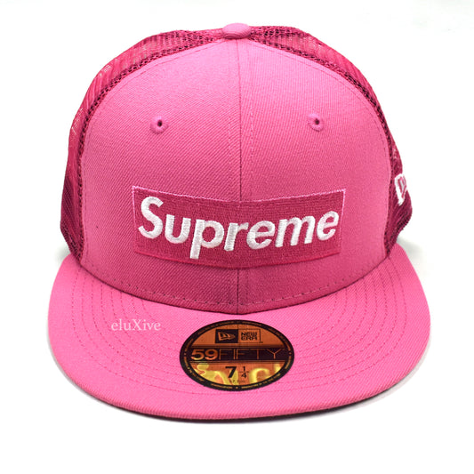 Supreme x New Era - Pink Box Logo Mesh Back Hat