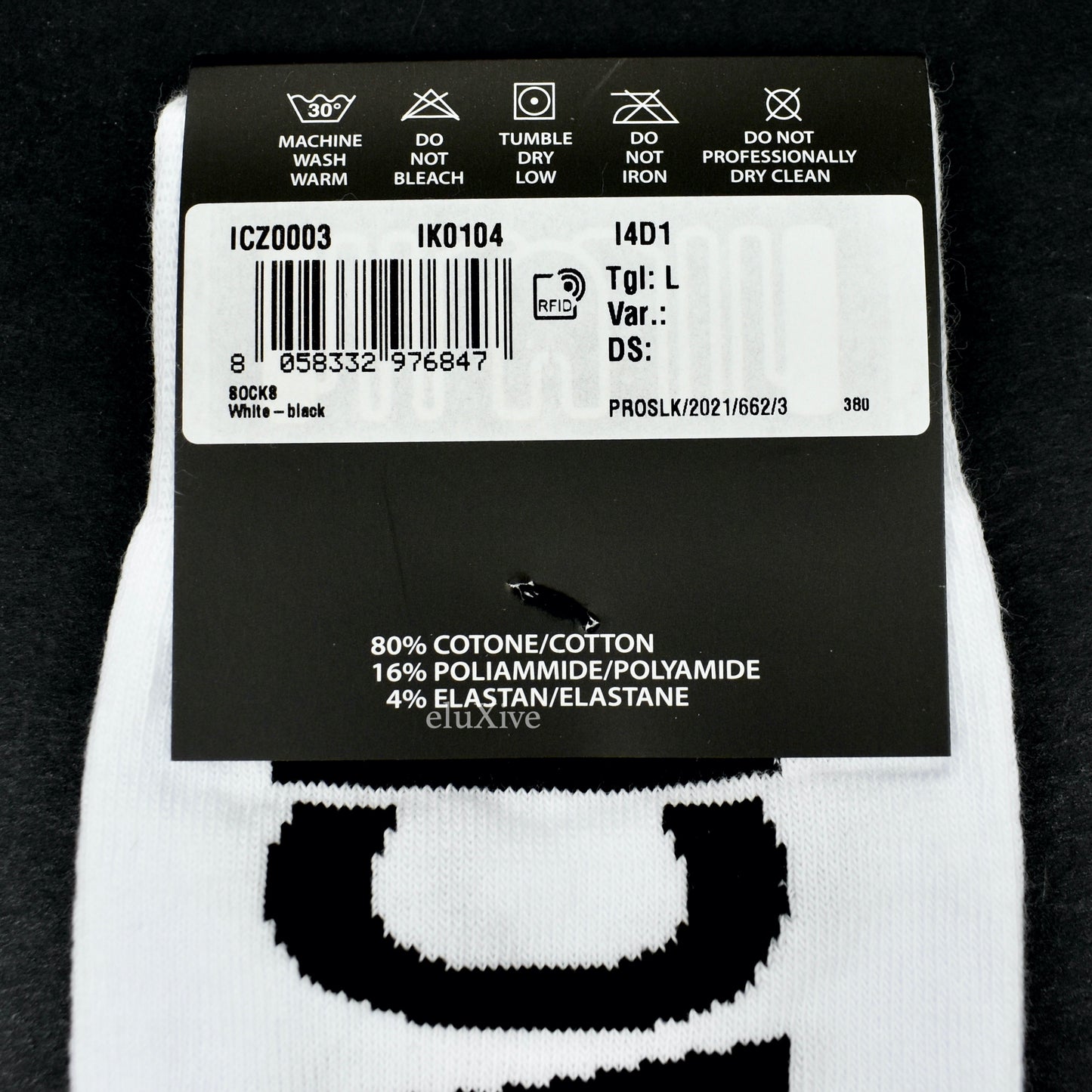 Versace - White / Black Logo Knit Crew Socks