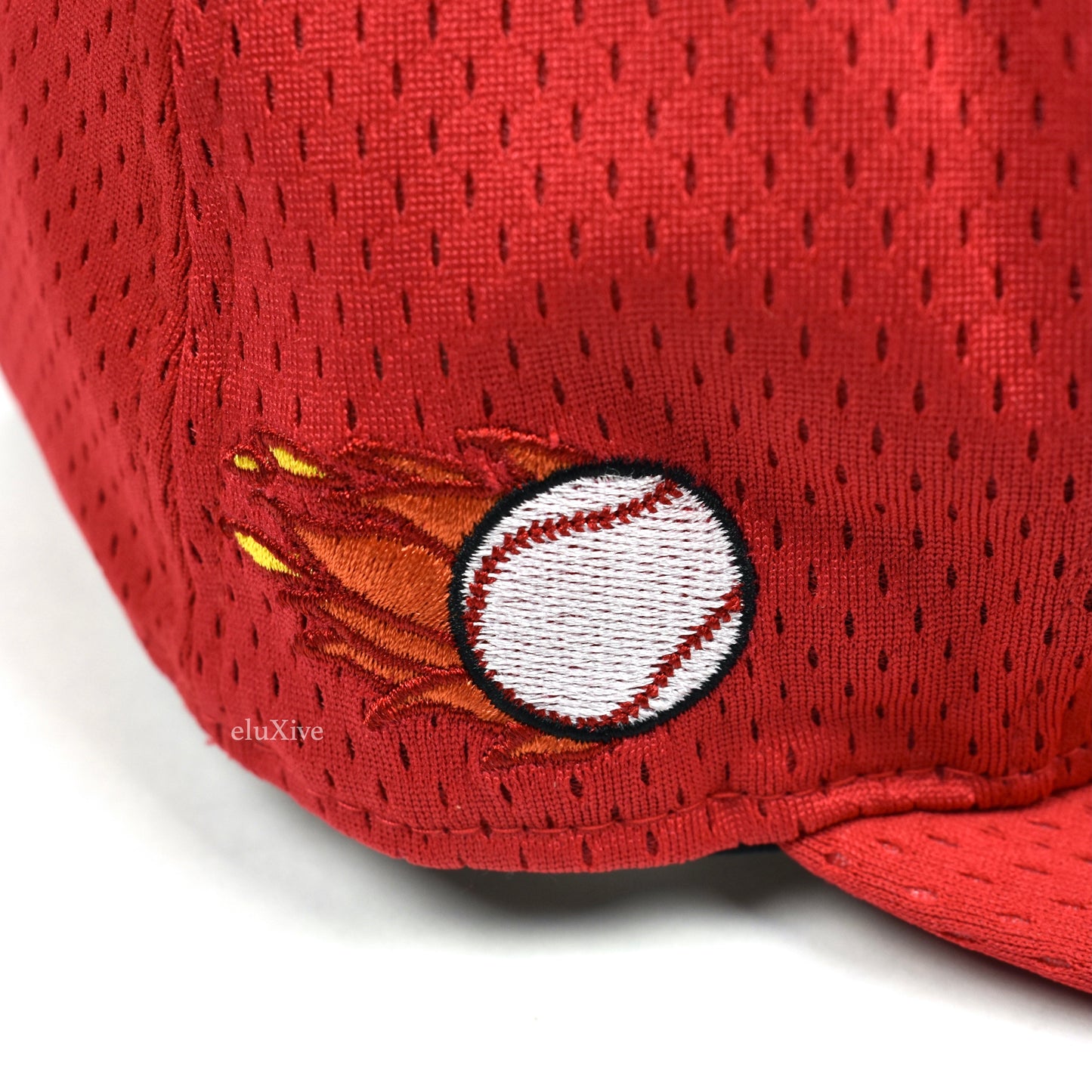 Supreme x New Era - Red Mesh Box Logo Fitted Hat (SS18)