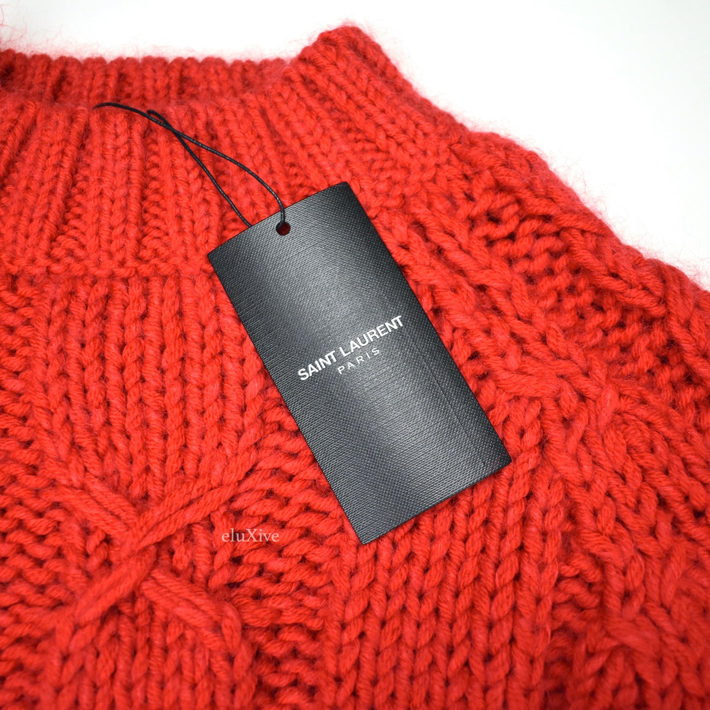 Saint Laurent - Red Heavy Cable Knit Wool Sweater