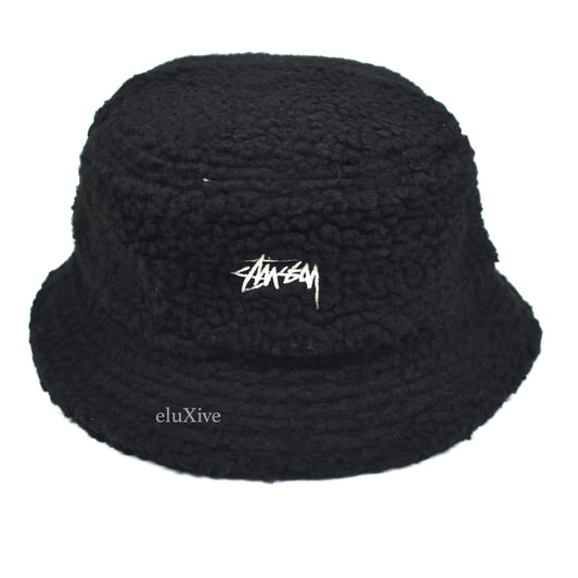 Stussy - Black Sherpa Bucket Hat