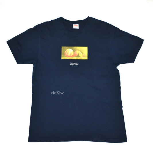 Surpeme - Navy Still Life Orange Logo Print T-Shirt