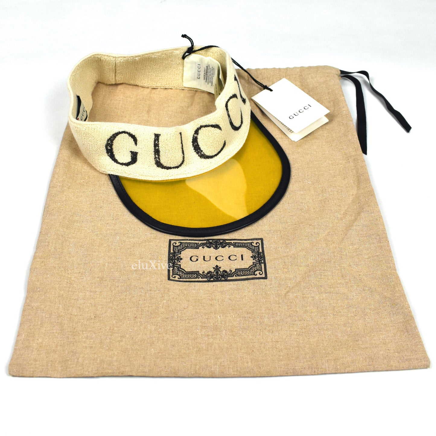 Gucci - Transparent Yellow Logo Print Visor