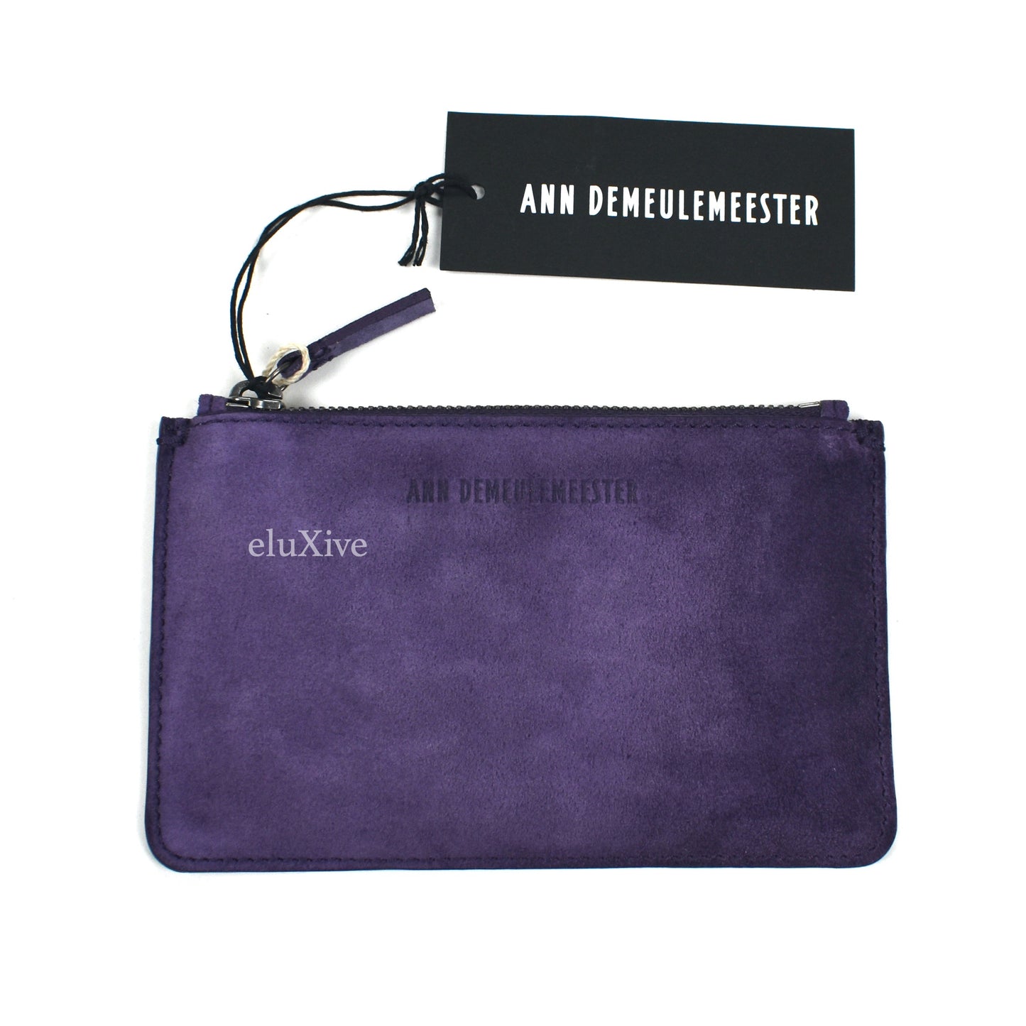 Ann Demeulemeester - Purple Suede Zip Pouch Wallet