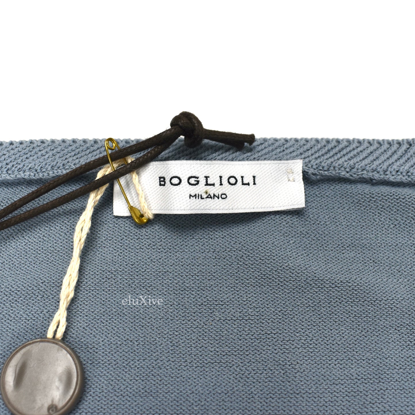 Boglioli - Light Blue Fine Cotton V-Neck Sweater