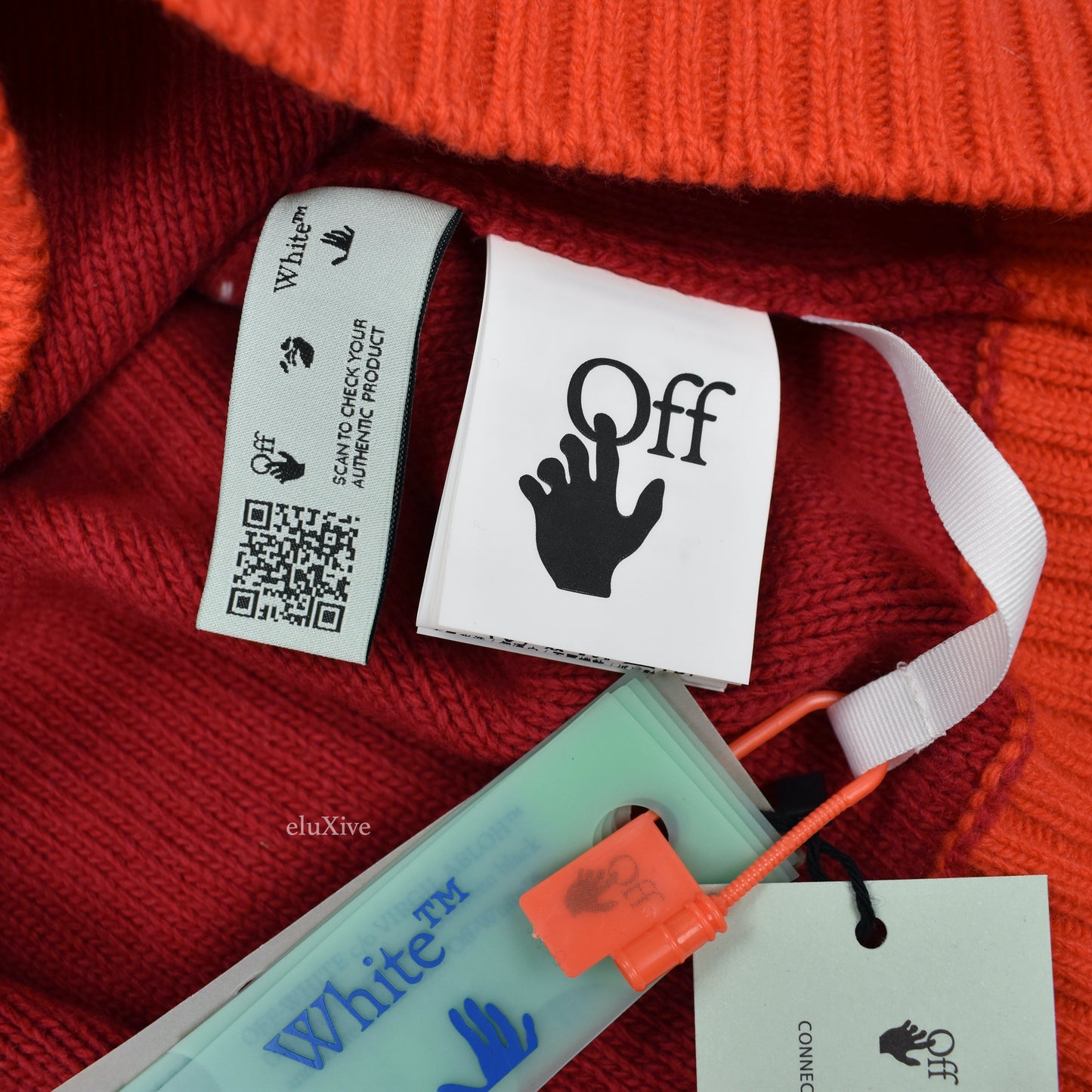 Off-White - Color Block Logo Knit Sweater (Navy/Pink)