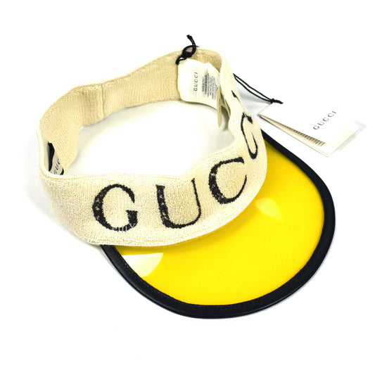 Gucci - Transparent Yellow Logo Print Visor