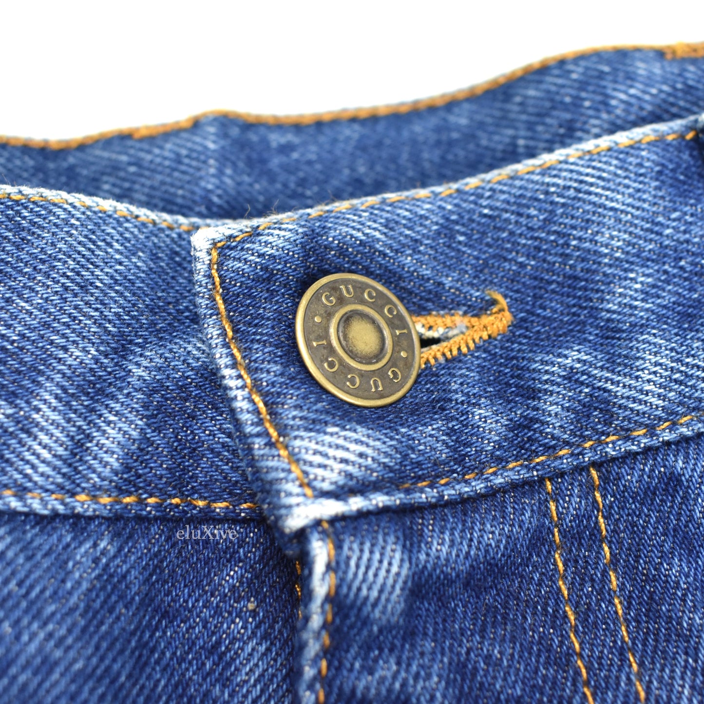 Gucci - Web Stripe Logo Marble Wash Denim Jeans