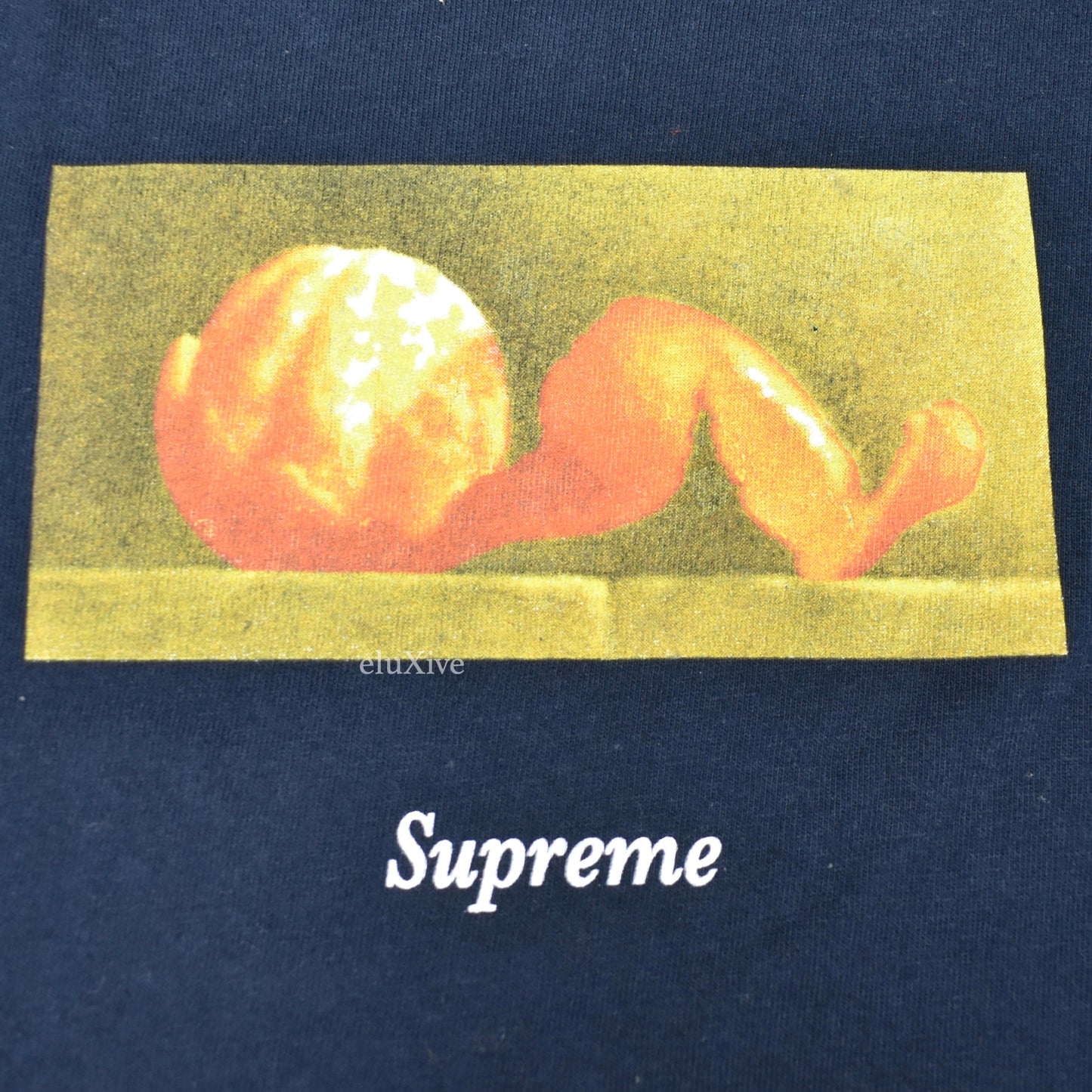 Surpeme - Navy Still Life Orange Logo Print T-Shirt