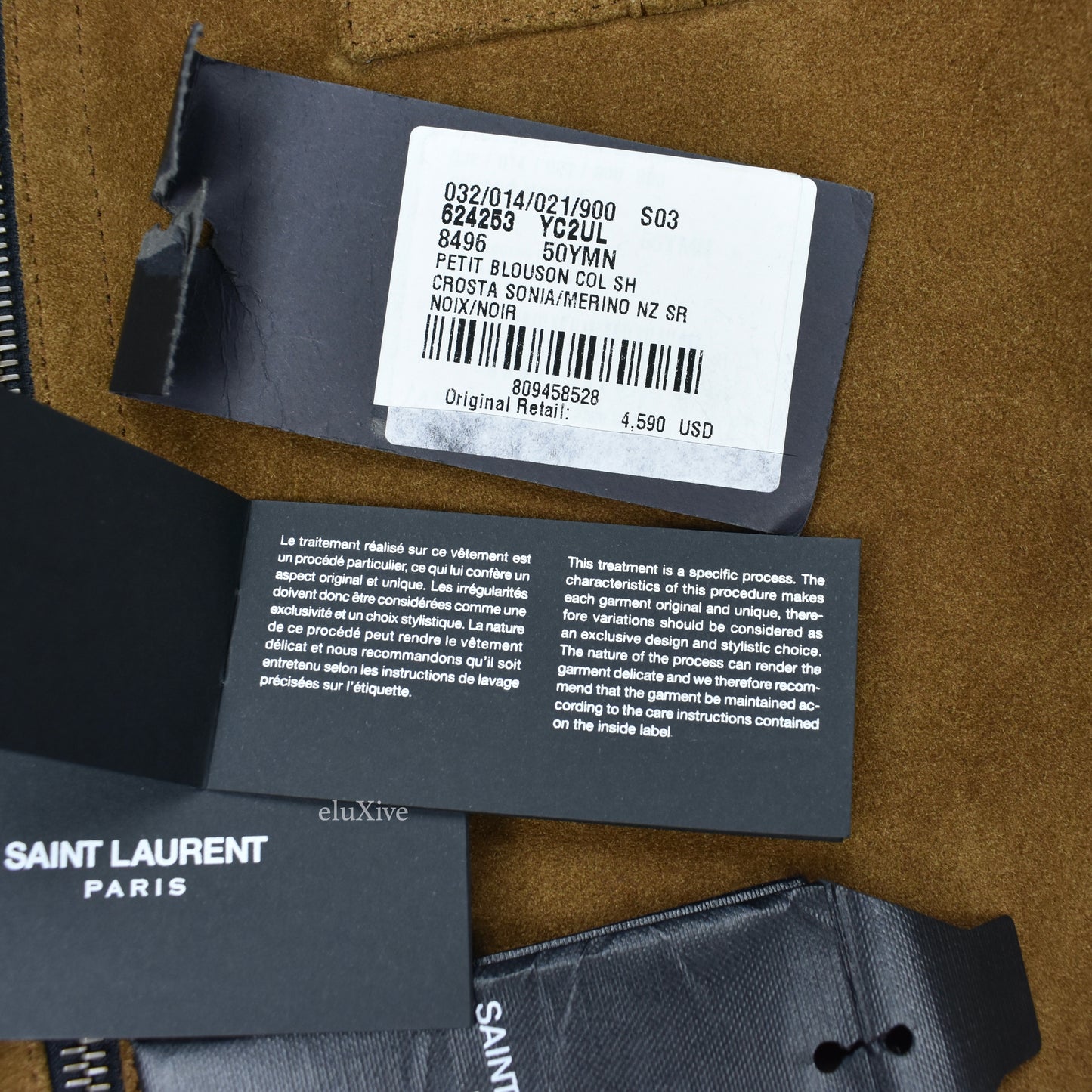 Saint Laurent - Brown Suede Shearling Collar Trucker Jacket