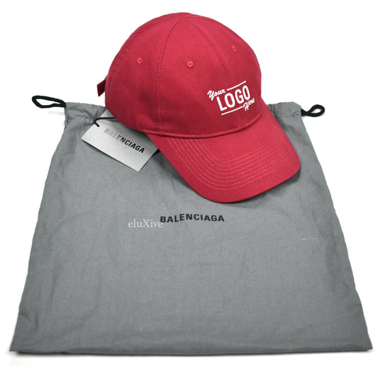 Balenciaga - Red Your Logo Here Embroidered Hat