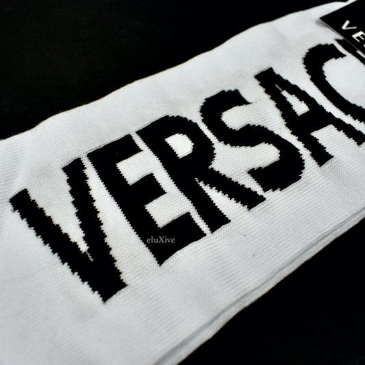 Versace - White / Black Logo Knit Crew Socks