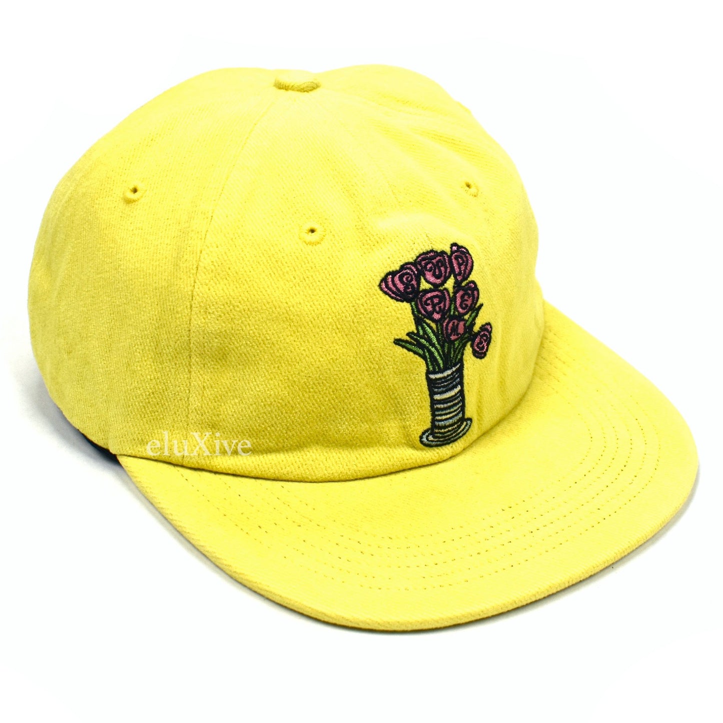 Supreme - Yellow Flowers Logo Embroidered 6-Panel Hat (SS18)