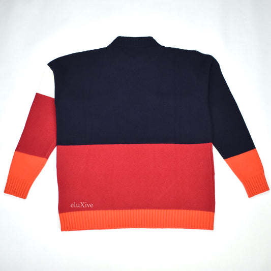 Off-White - Color Block Logo Knit Sweater (Navy/Red)