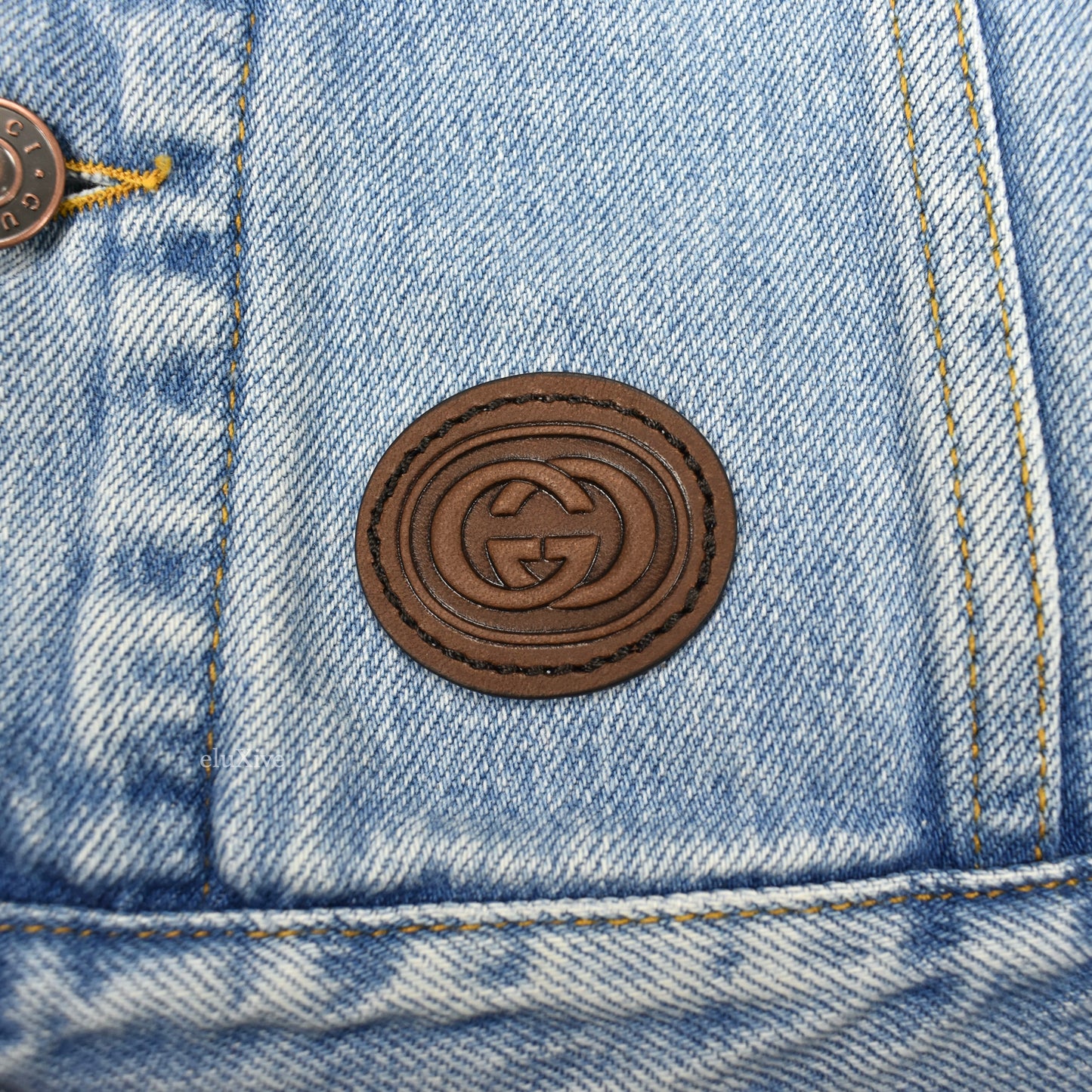 Gucci - Stone Bleached Denim Leather Logo Vest