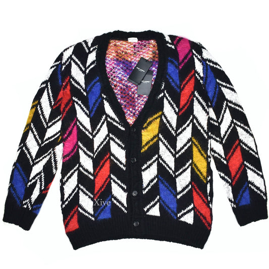 Saint Laurent - Oversized Jacquard Chevron Mohair Cardigan