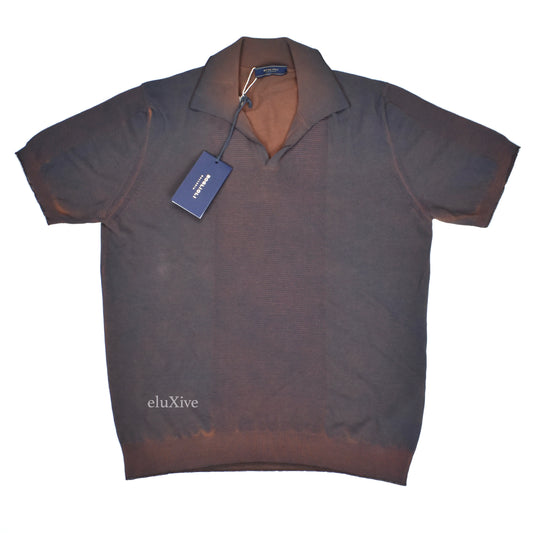 Boglioli - Rust / Navy Pigment Dyed Cotton Polo Sweater