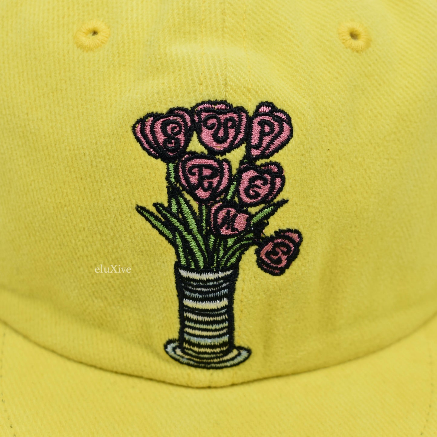 Supreme - Yellow Flowers Logo Embroidered 6-Panel Hat (SS18)