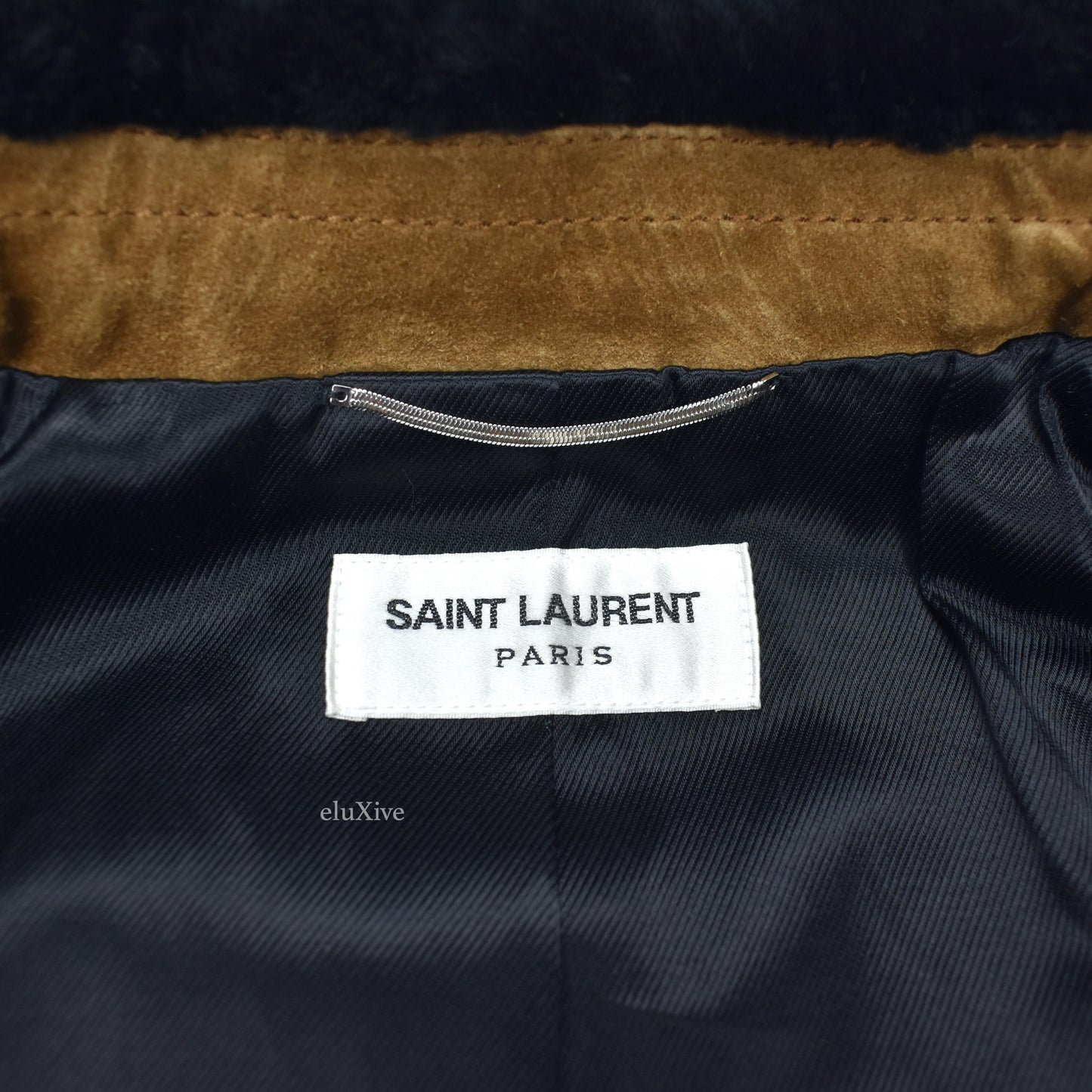 Saint Laurent - Brown Suede Shearling Collar Trucker Jacket