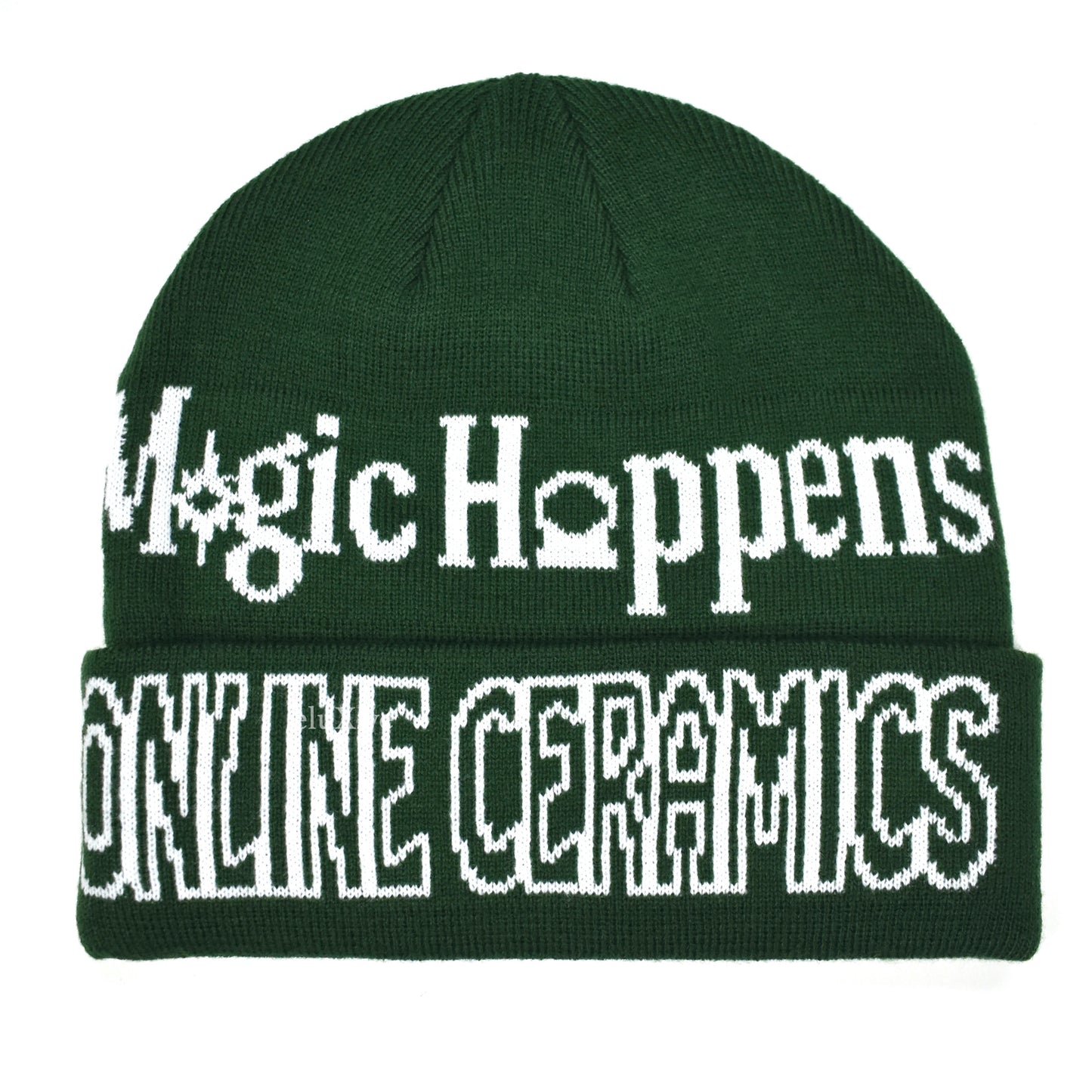 Online Ceramics - Magic Happens Logo Beanie (Dark Green)