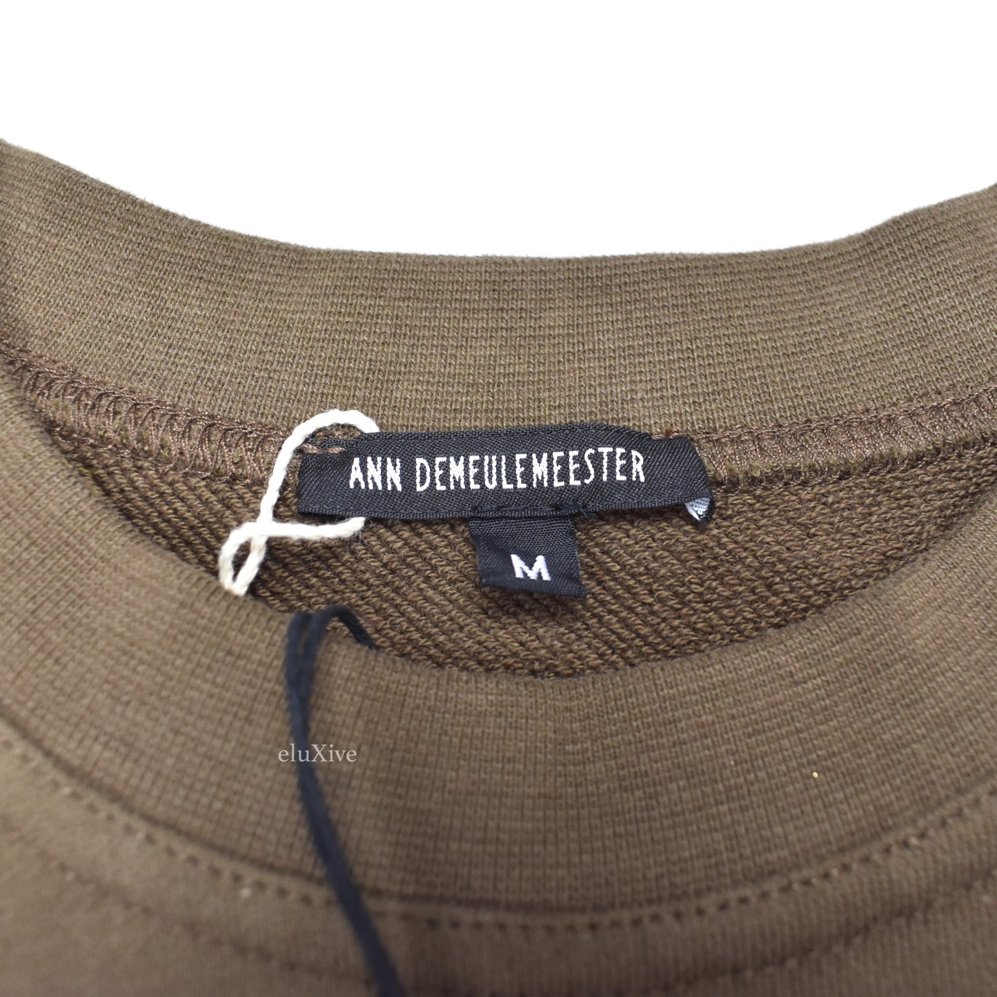 Ann Demeulemeester - Khaki Drawstring Sleeve Crewneck Sweatshirt