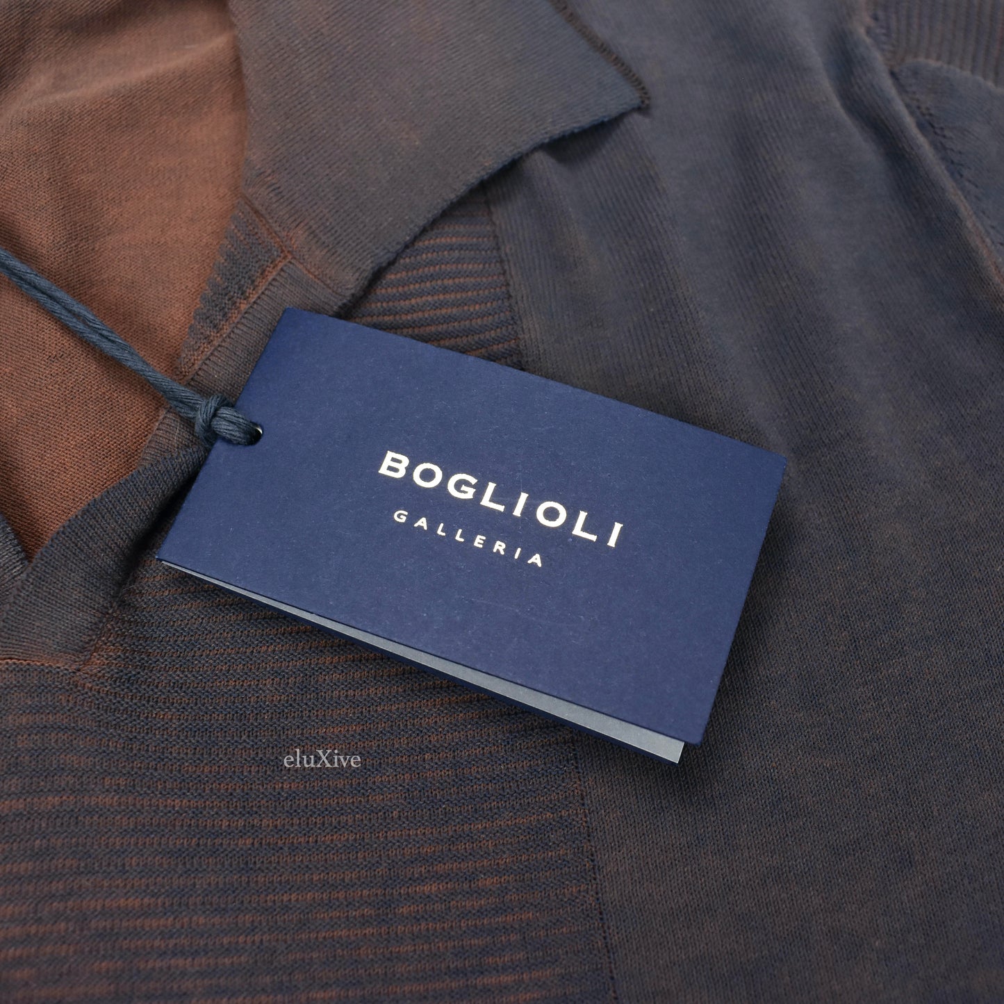 Boglioli - Rust / Navy Pigment Dyed Cotton Polo Sweater