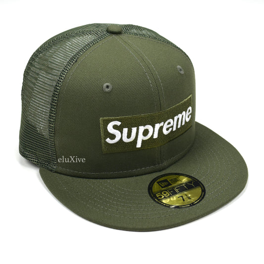 Supreme x New Era - Olive Box Logo Mesh Back Hat