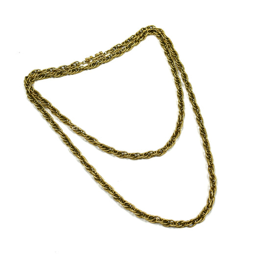 Givenchy - 54" Gold Ornate Oval Link Chain Necklace