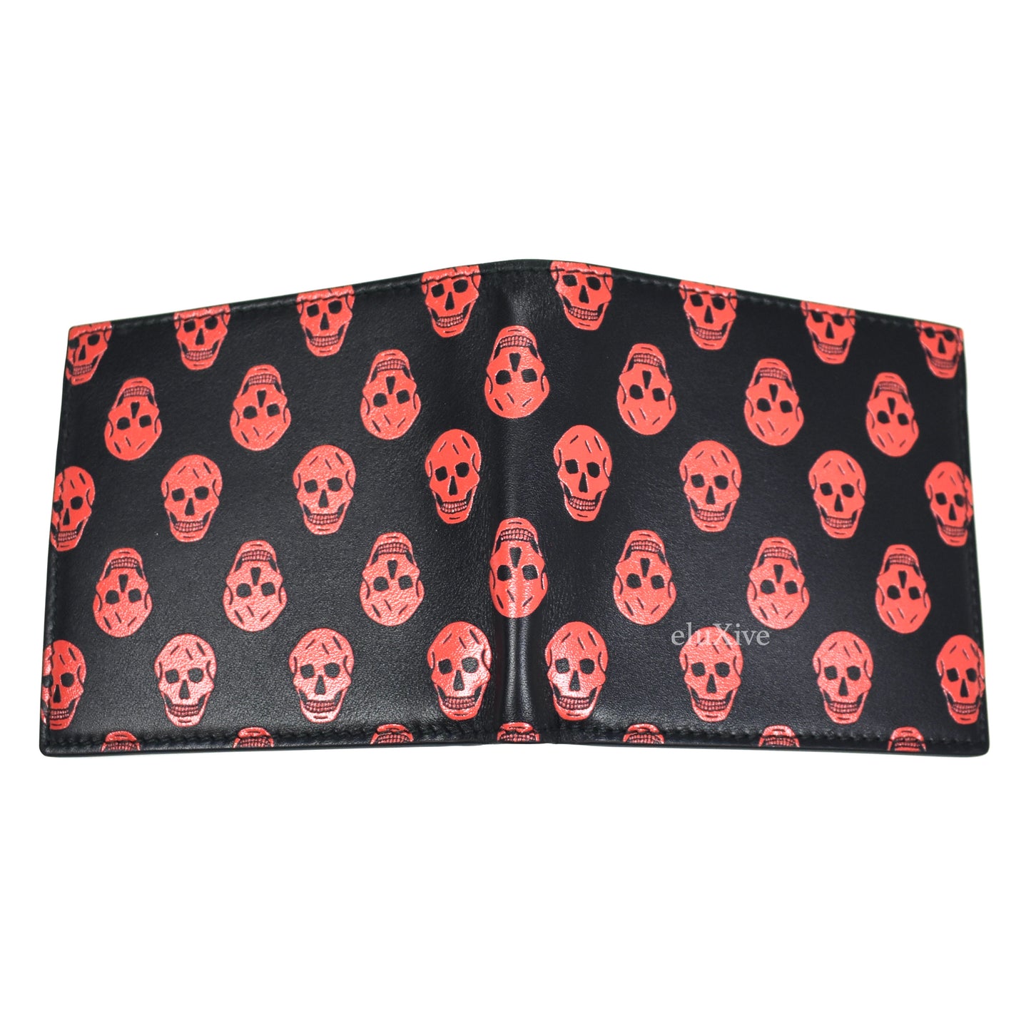 Alexander McQueen - Black/Red Leather Skull Logo Bifold Wallet