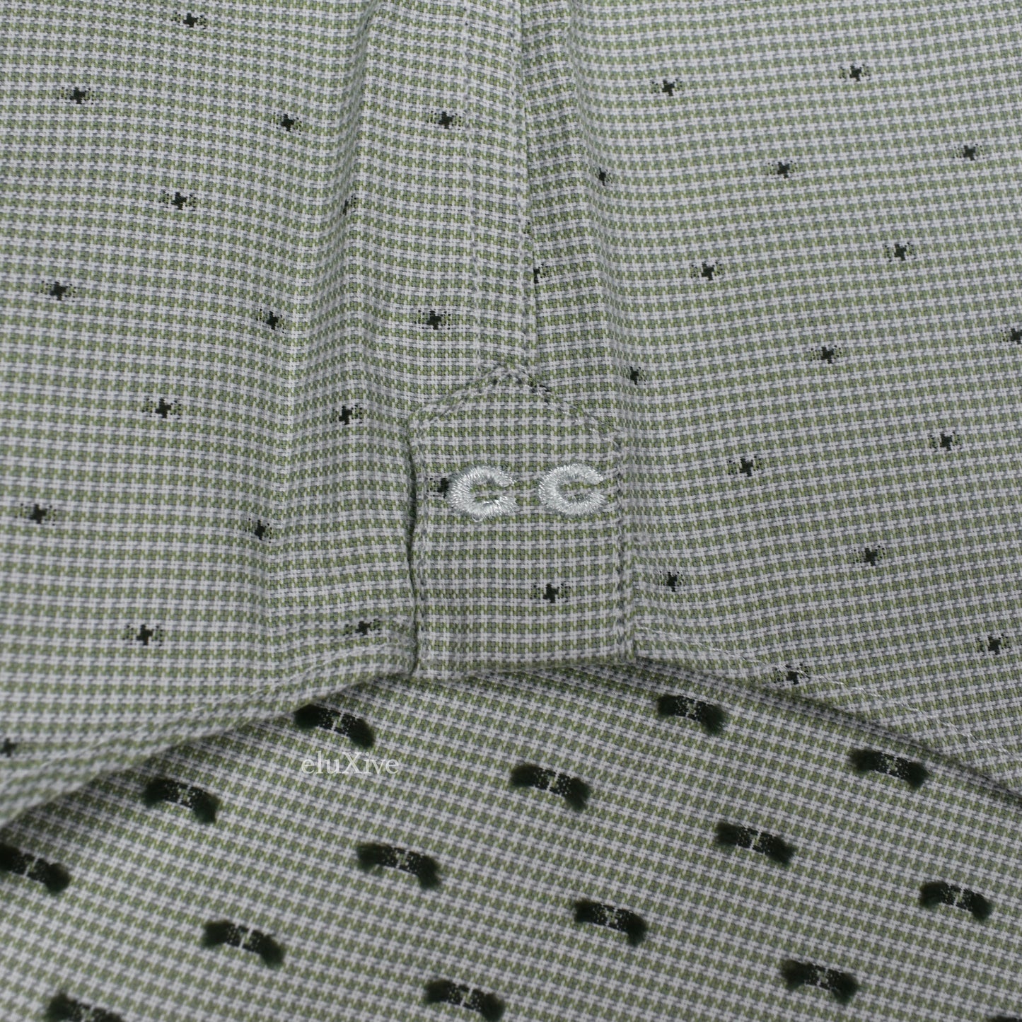Corneliani - Green Micro Houndstooth Dotted Button Down Shirt
