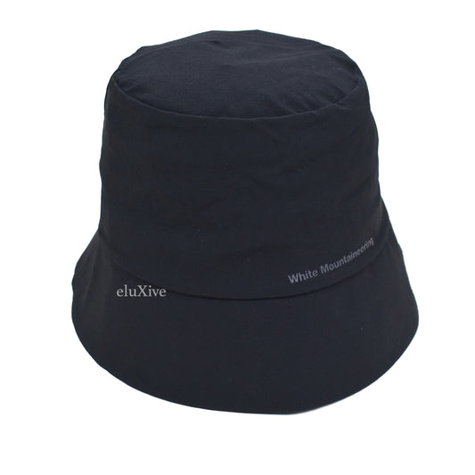 White Mountaineering - Black Logo Print Packable Bucket Hat