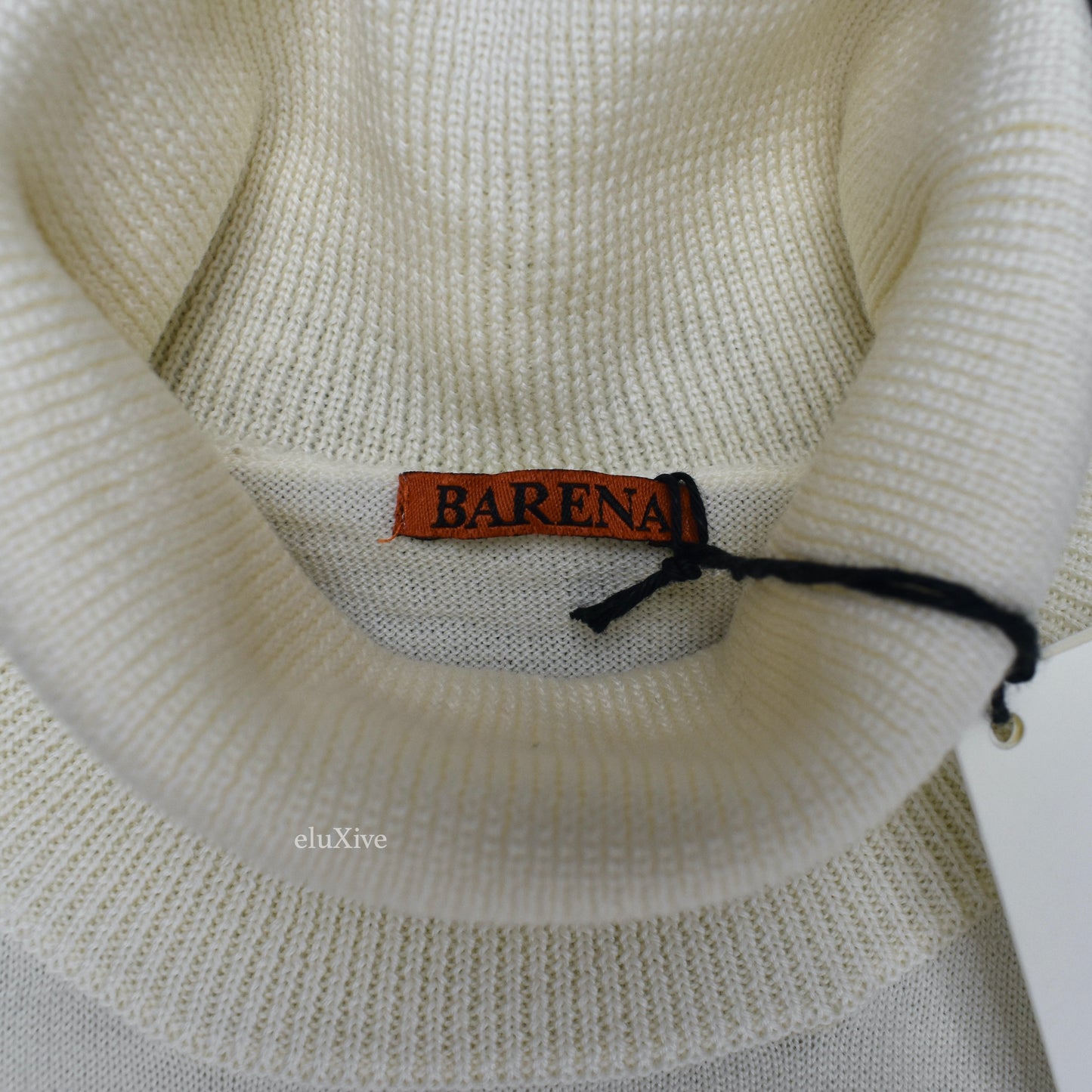 Barena - Cream Striped Wool Turtleneck Sweater