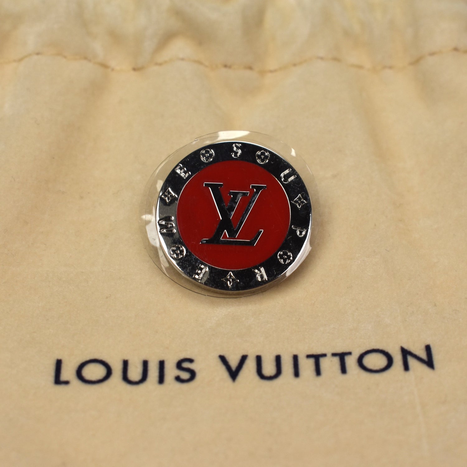 Louis Vuitton x Supreme - LV Monogram Red Box Logo City Badge Pin