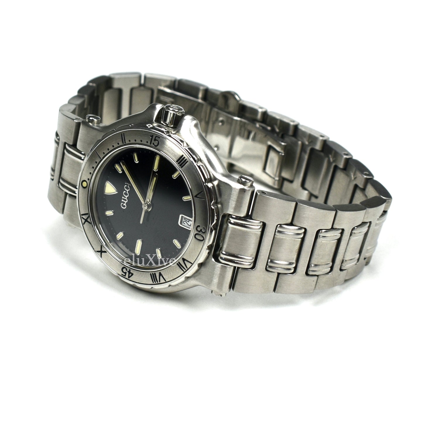 Gucci - 9700 Stainless Steel Black Dial Diver's Watch