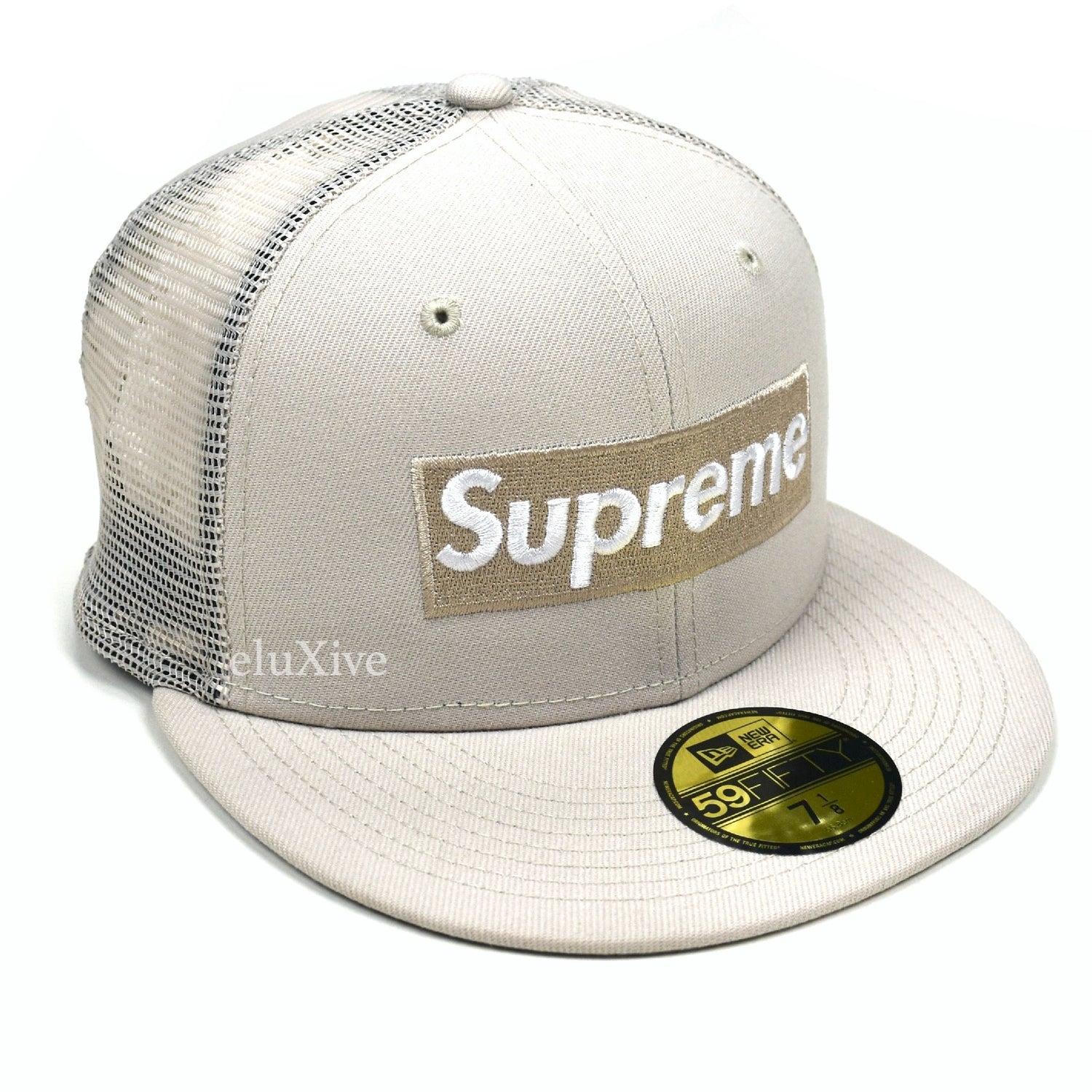 Supreme x New Era - SS23 Stone Box Logo Mesh Back Hat – eluXive