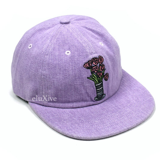 Supreme - Purple Flowers Logo Embroidered 6-Panel Hat (SS18)